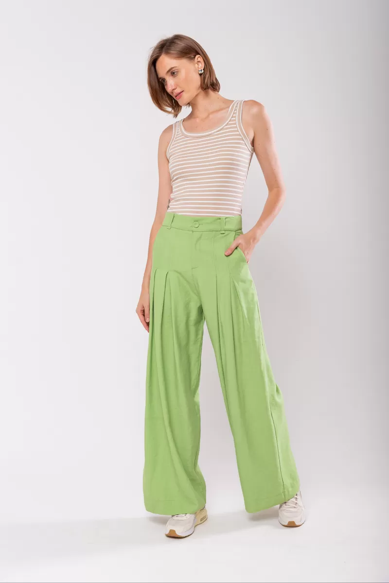 Hidrogênio - CALÇA PANTALONA COM DUAS PREGAS MARIANNE VERDE - 19769009