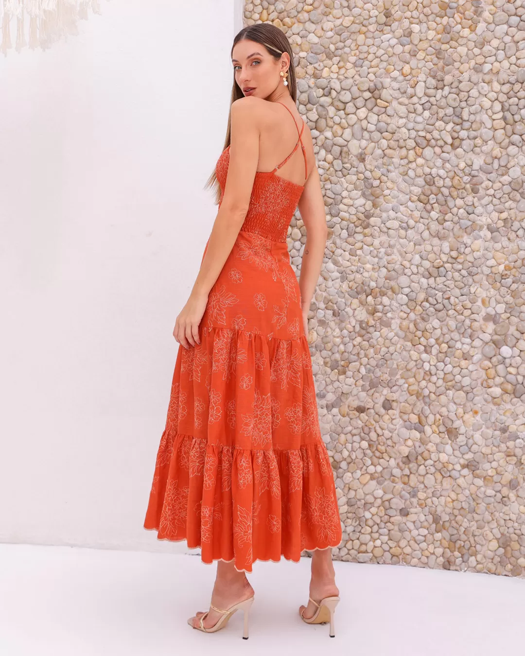 Dot Clothing - Vestido Dot Clothing Longuete Laise Laranja - 2160LARANJA