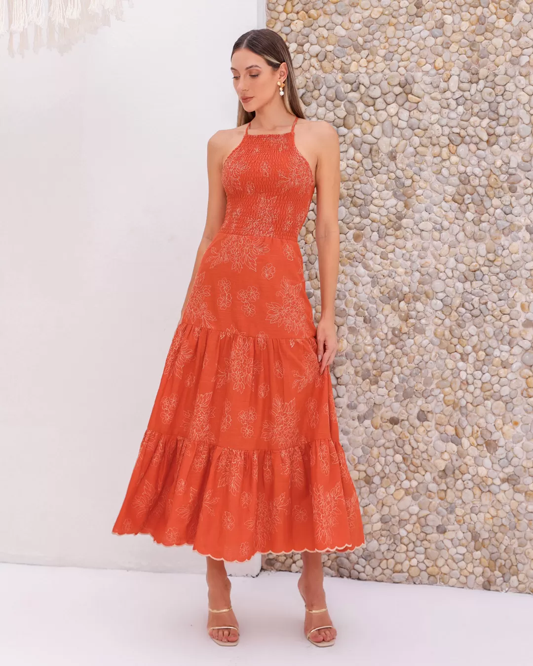 Dot Clothing - Vestido Dot Clothing Longuete Laise Laranja - 2160LARANJA