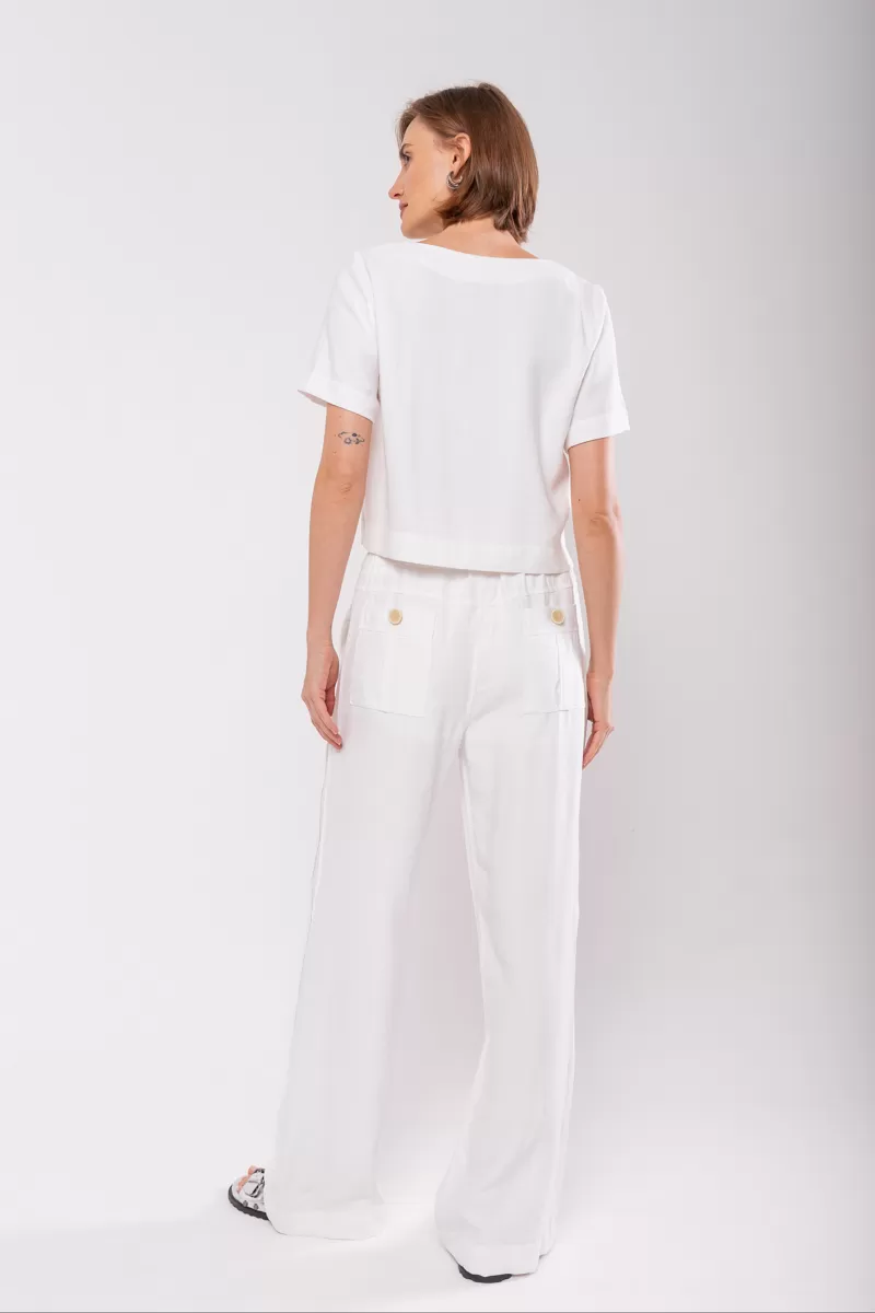 Hidrogênio - TAILORED BLOUSE WITH V-NECK OFF WHITE - 19823018