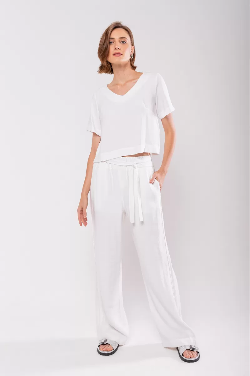 Hidrogênio - TAILORED BLOUSE WITH V-NECK OFF WHITE - 19823018
