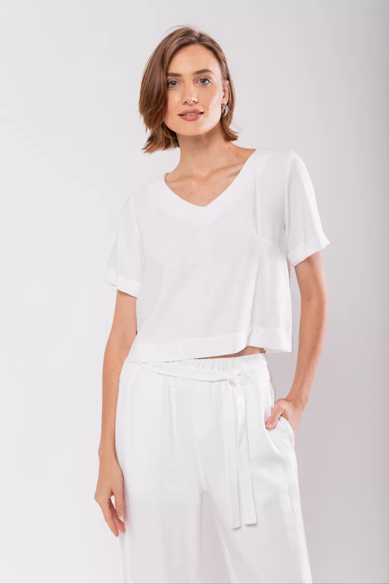 Hidrogênio - TAILORED BLOUSE WITH V-NECK OFF WHITE - 19823018