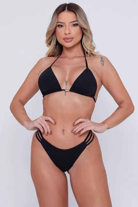 Santa Areia - Biquini Cortininha Eusi Black - 2628.CE.C0001