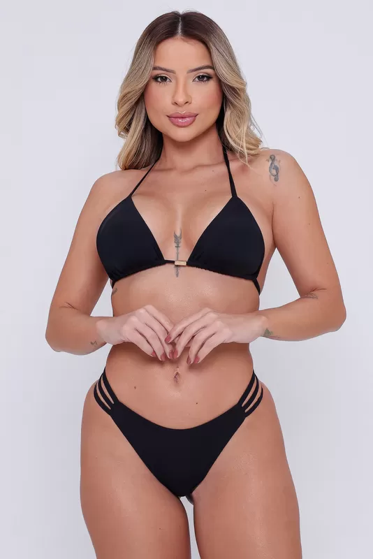 Santa Areia - Biquini Cortininha Eusi Black - 2628.CE.C0001