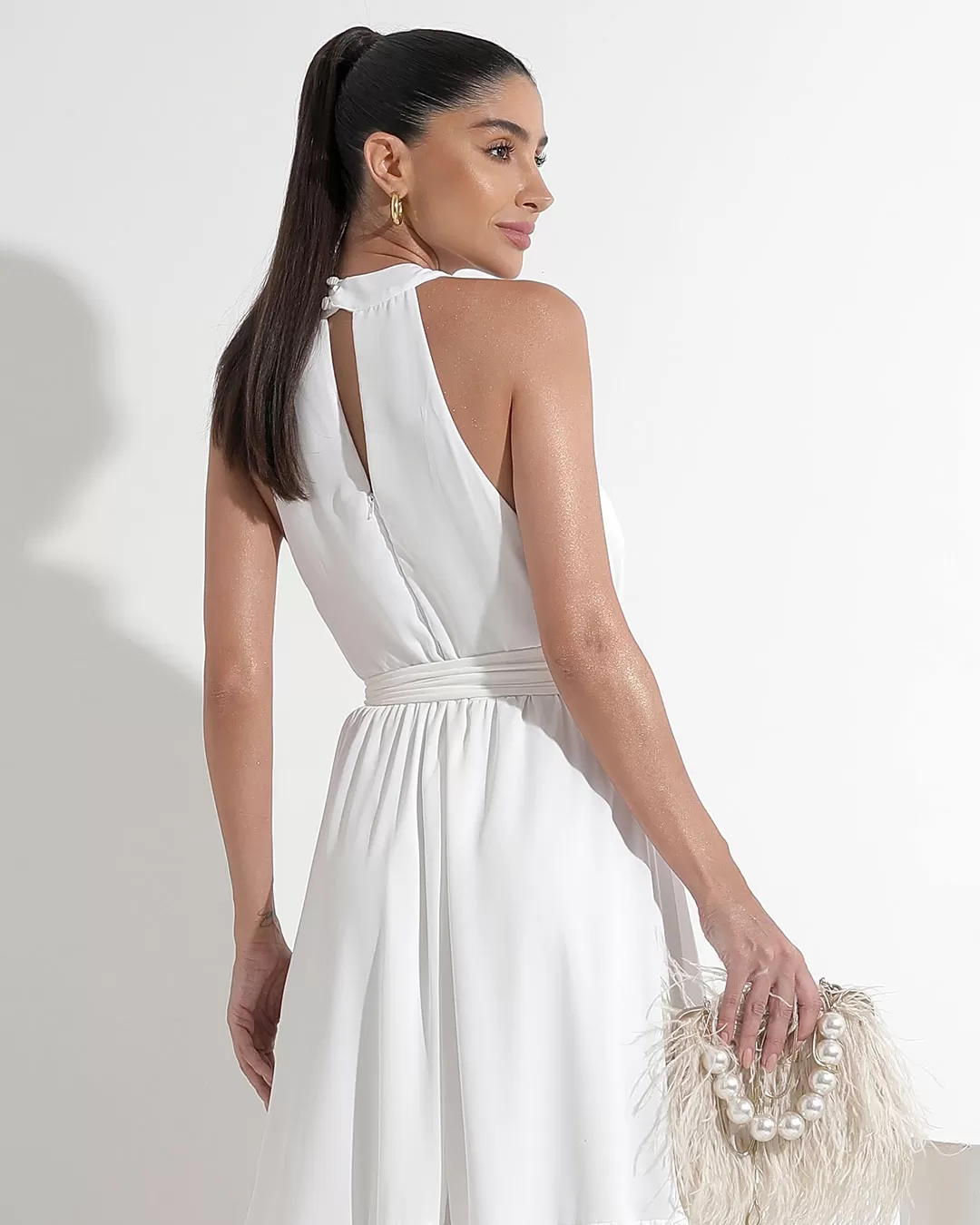 Miss Misses - Dress Miss Misses Midi Plain Chiffon Off White - 54182OFF
