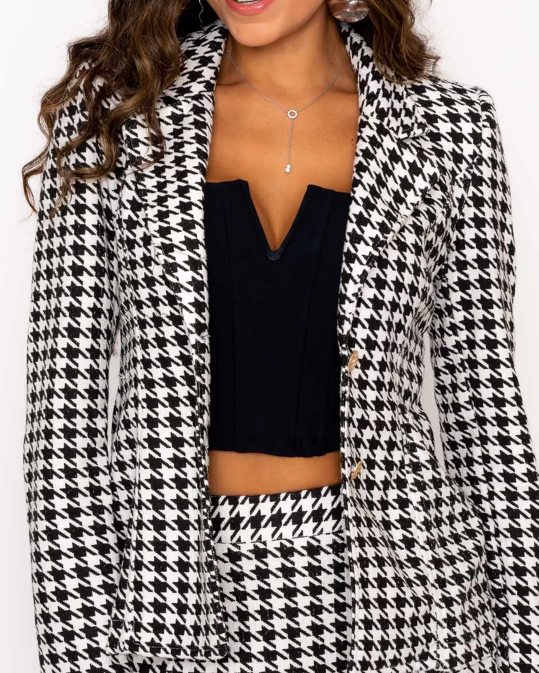 Miss Misses - Miss Misses Blazer With Black Checkered Button - 19146PRETO