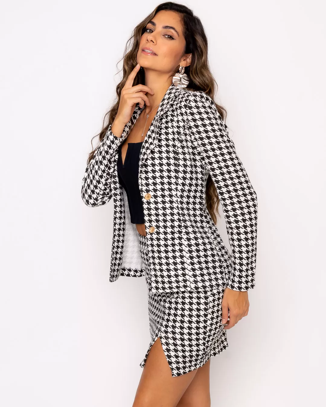 Miss Misses - Miss Misses Blazer With Black Checkered Button - 19146PRETO