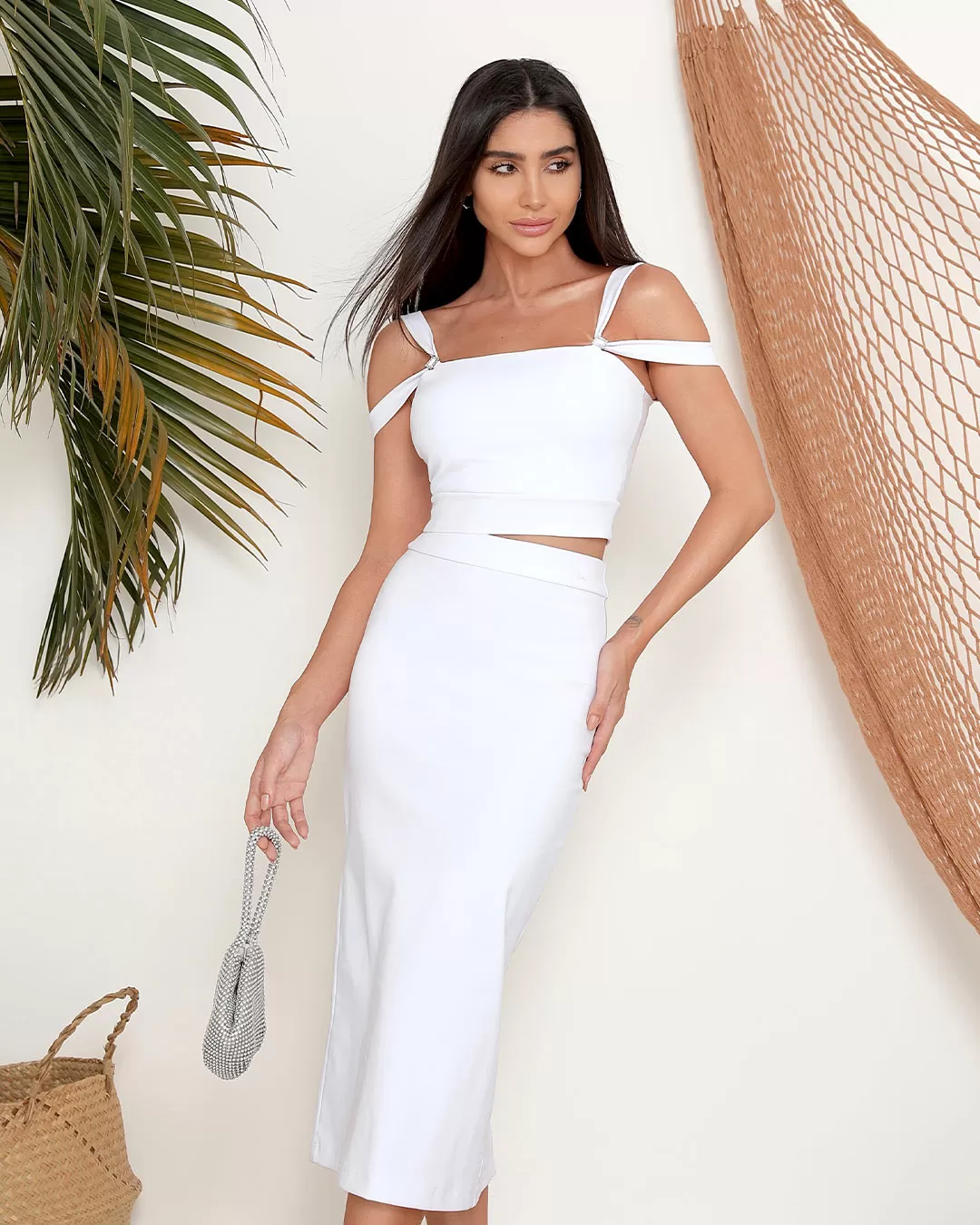 Miss Misses - Skirt Miss Misses Midi With Back Slit White - 54153BRANCO