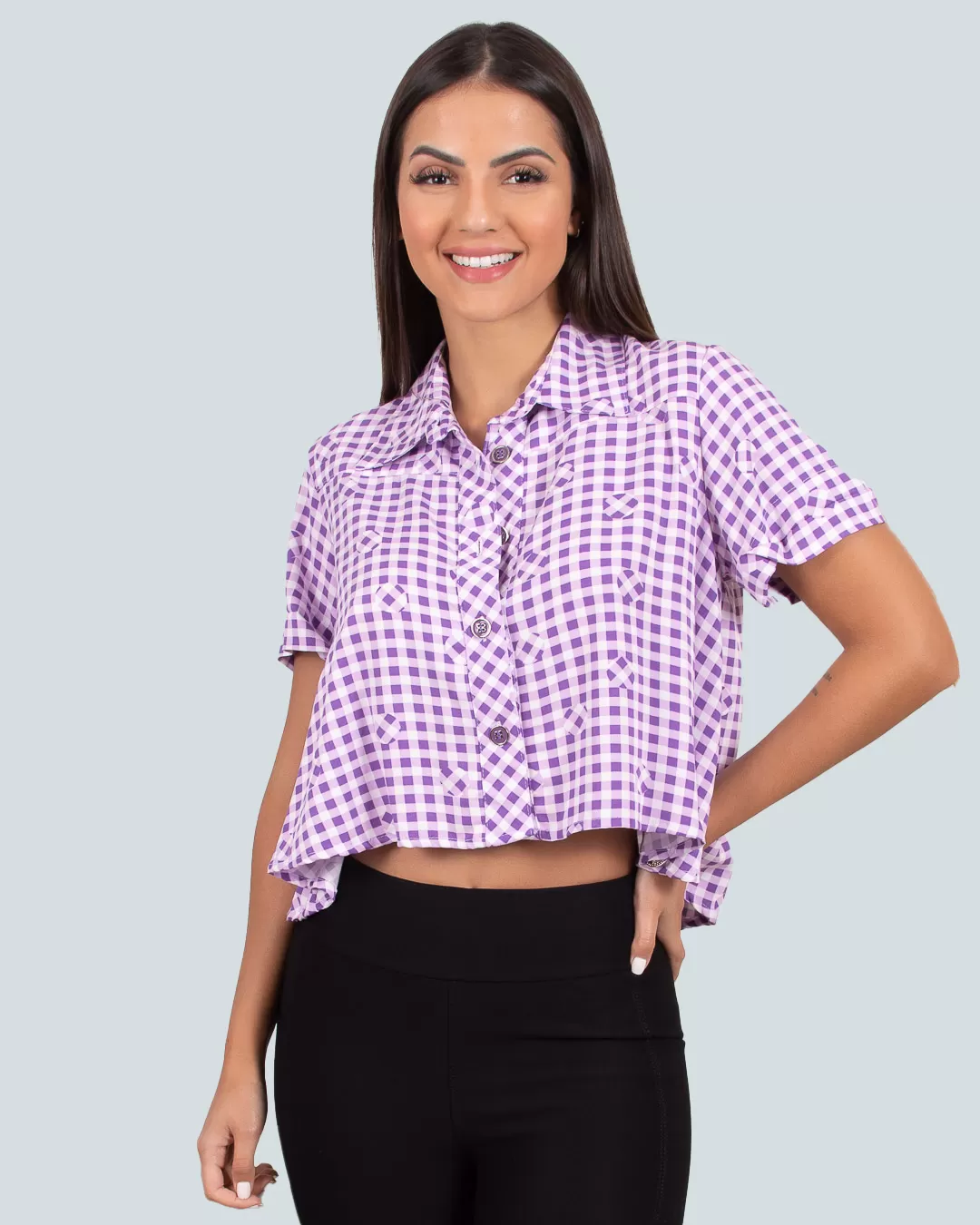 Miss Misses - Blusa Miss Misses Xadrez c/ Botões Lilás - 18571LILAS
