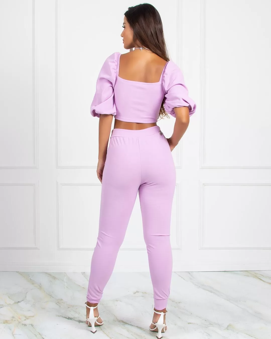 Miss Misses - Pants Miss Misses Elegance Mesh Legging with Lilac Pockets - 18483LILAS