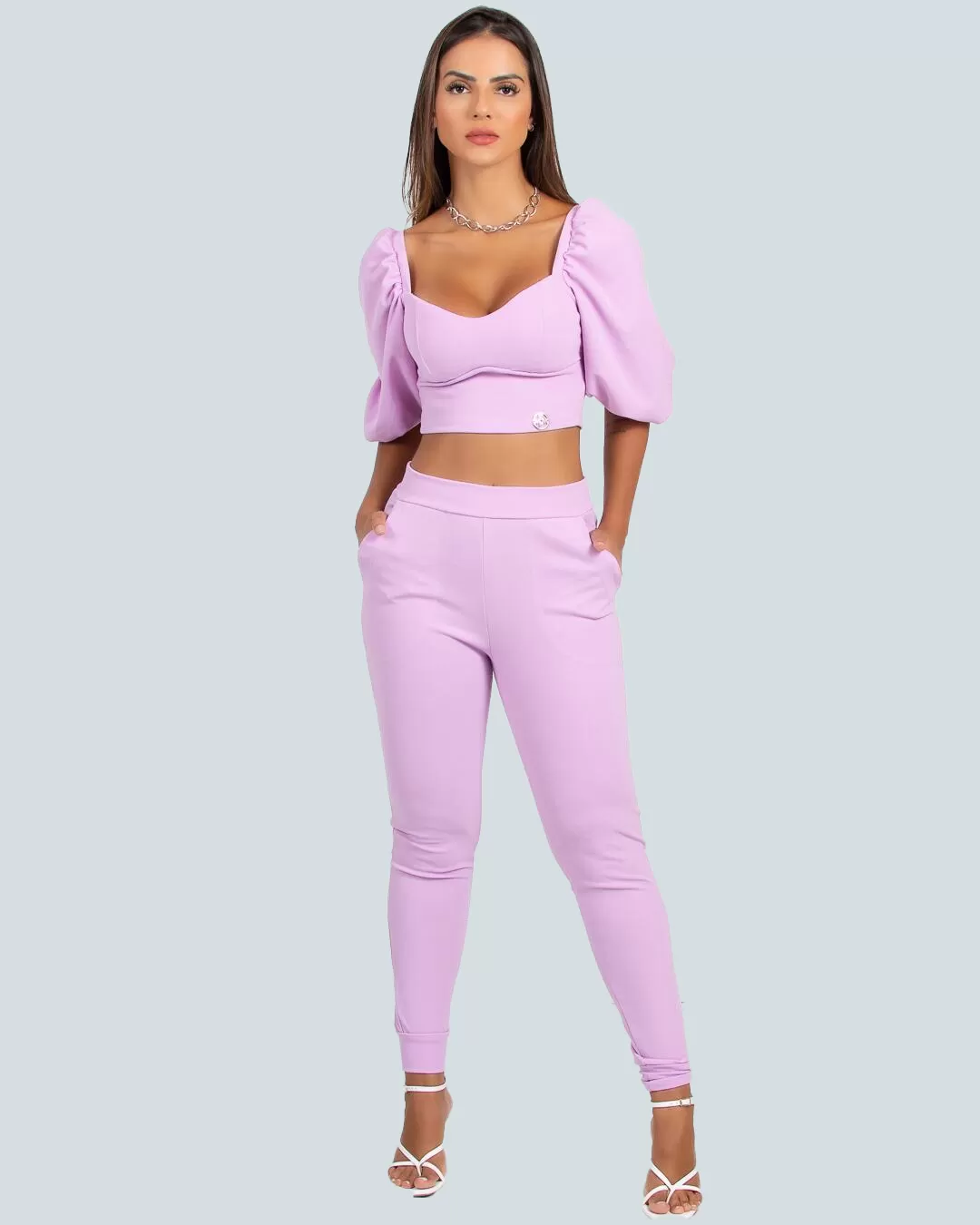 Miss Misses - Pants Miss Misses Elegance Mesh Legging with Lilac Pockets - 18483LILAS