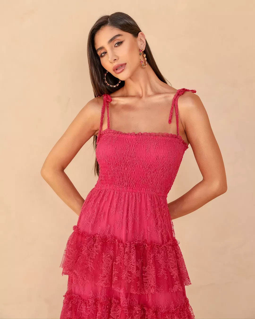Dot Clothing - Dress Dot Clothing Long Layers and Lace Pink - 2211ROSA