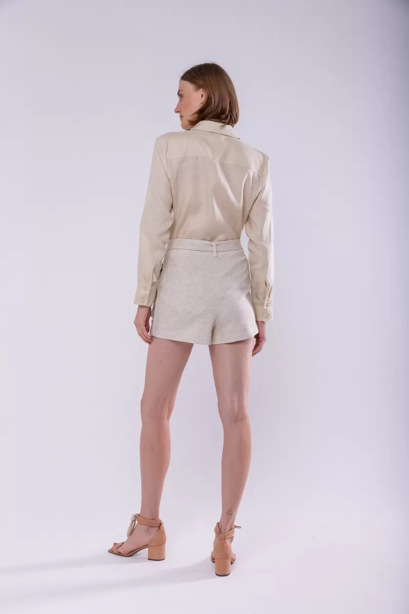 Hidrogênio - SHORTS SAIA C/ CINTO BEGE ORIGEM - 19891509