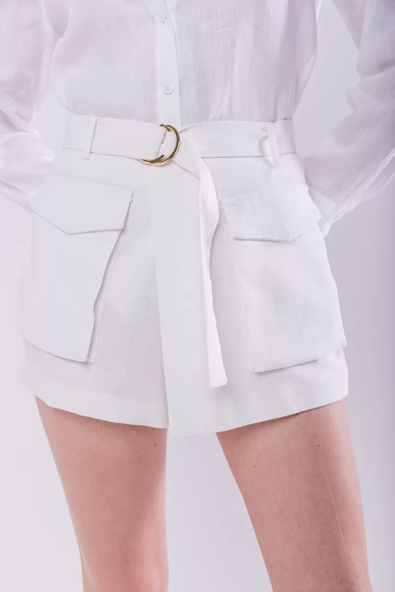 Hidrogênio - SHORTS SKIRT WITH BELT OFF WHITE - 19891018