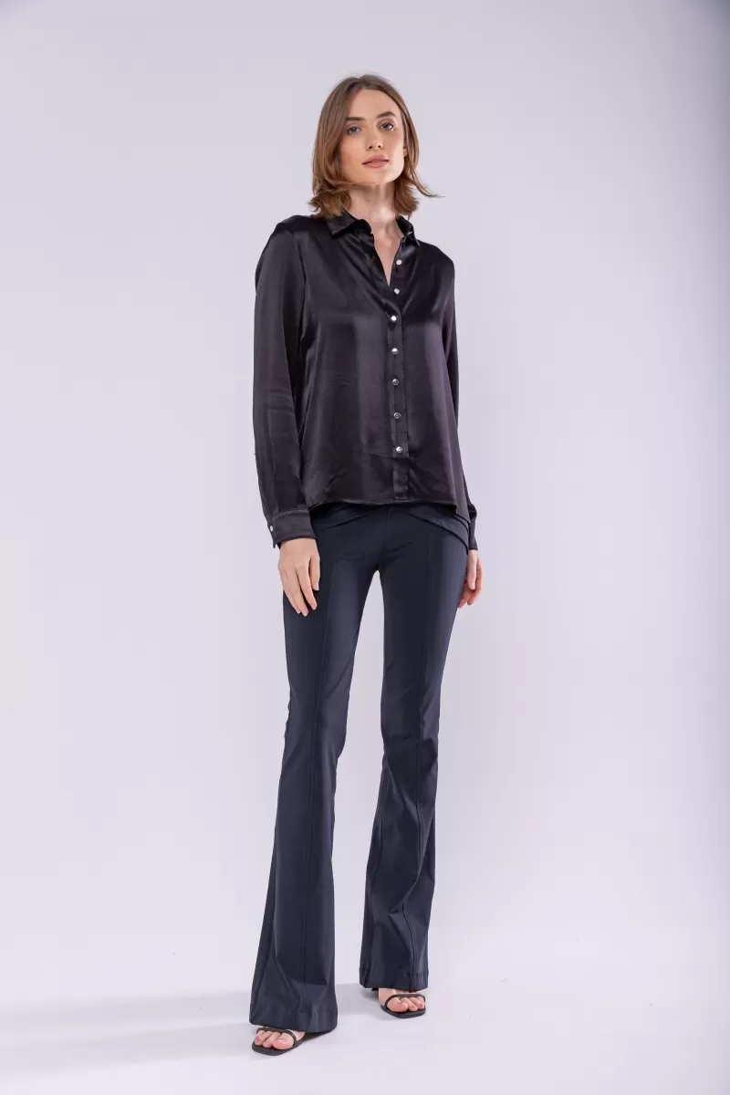 Hidrogênio - CAMISA ACETINADA PRETO - 19829001