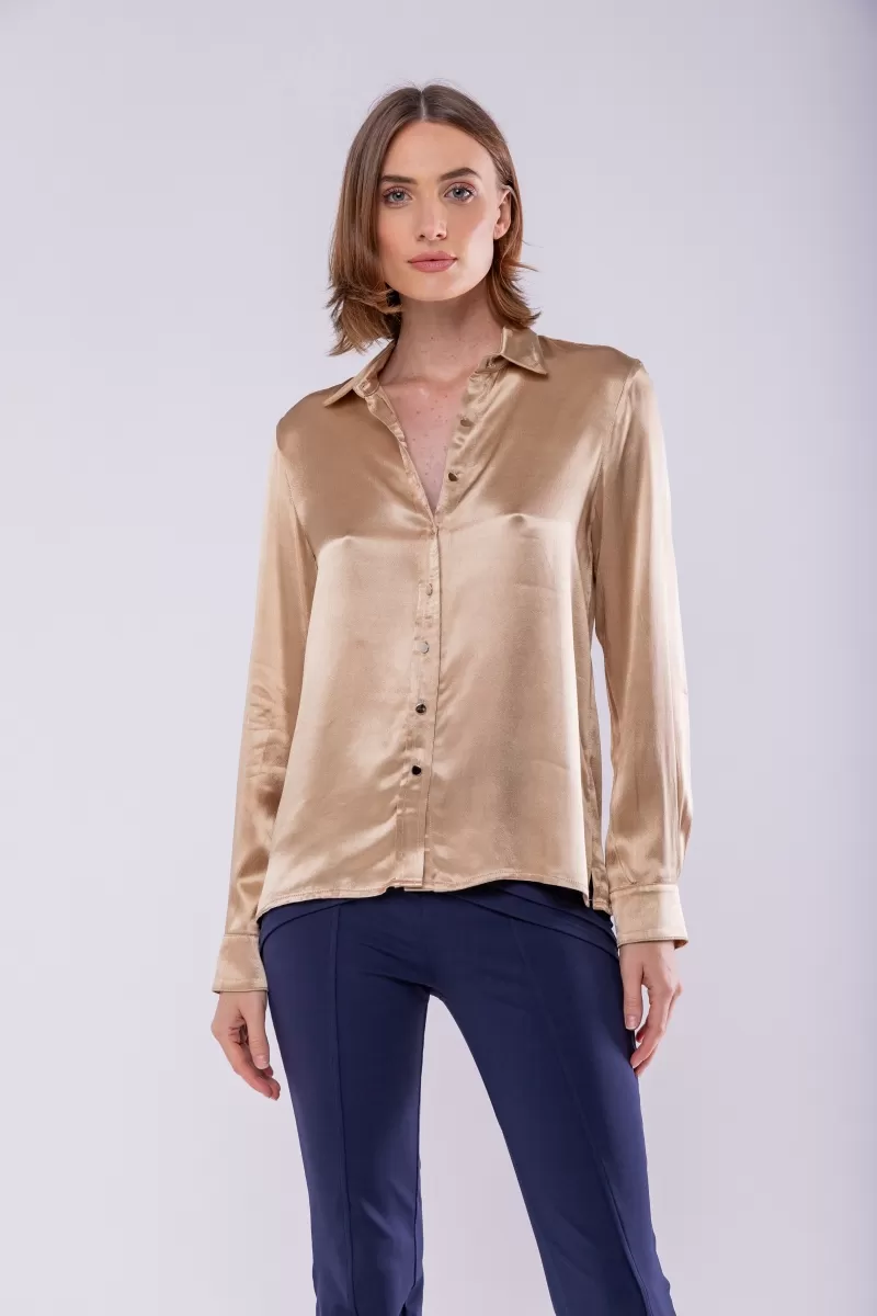 Hidrogênio - CAMISA ACETINADA TRIGO - 19829343