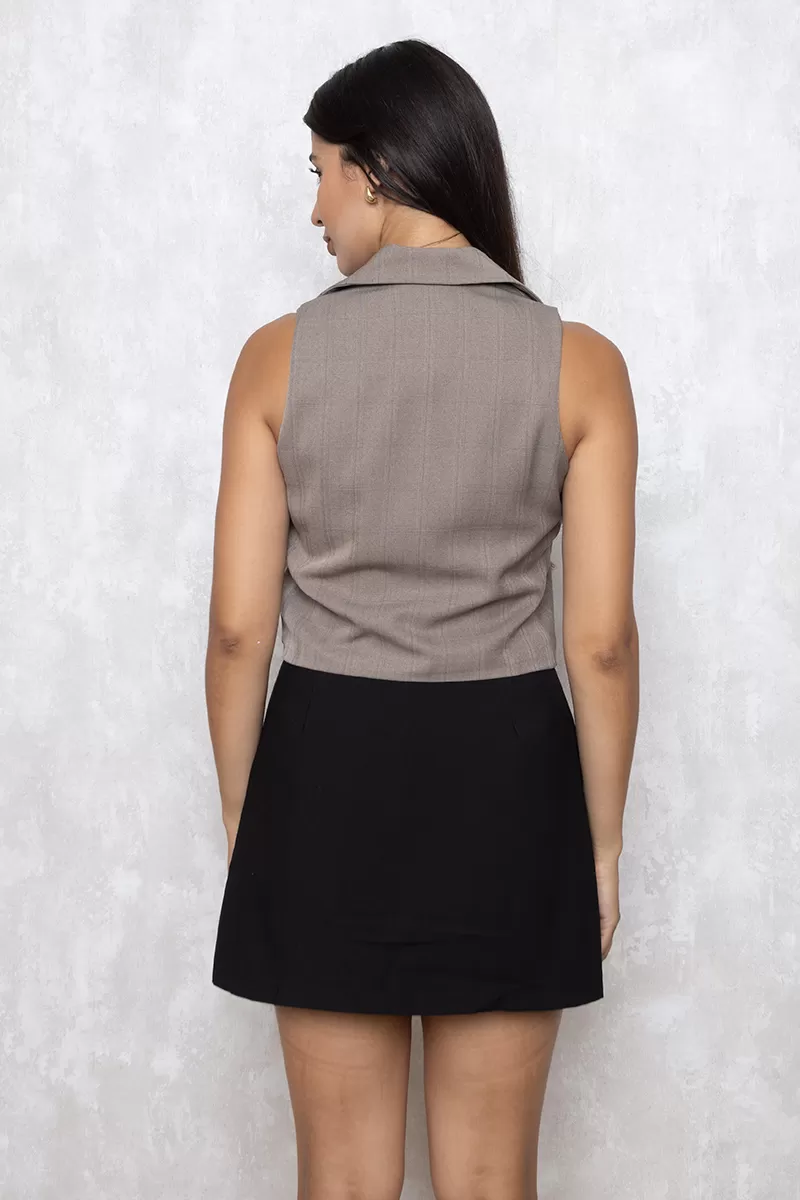 Dot Clothing - Colete Dot Clothing Alfaiataria Xadrez Bege - 1914BEGE