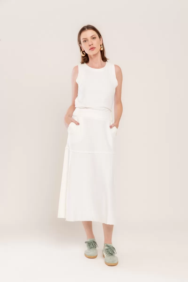 Hidrogênio - EVASE MIDI THREAD SKIRT OFF WHITE - 19805018