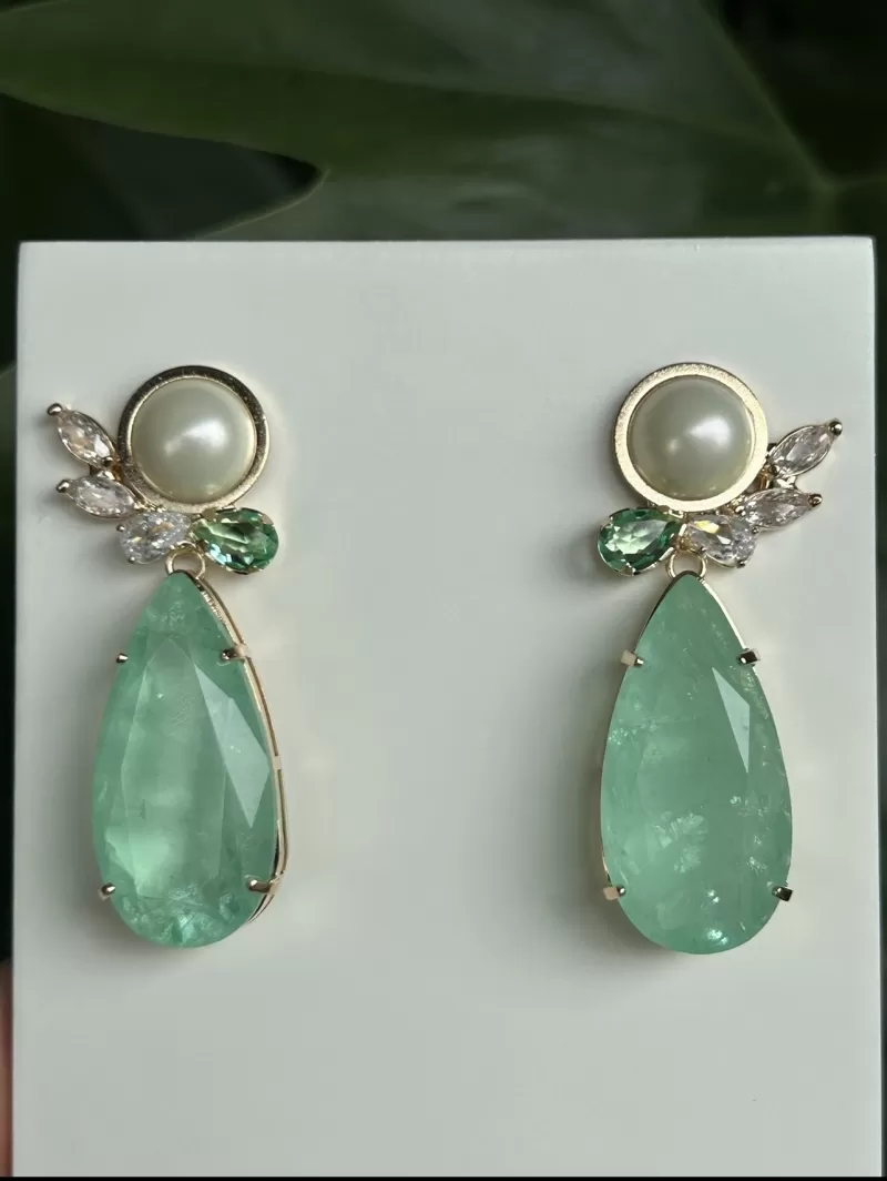 Mikabe - Brinco Festa Pérola e Cristal Turmalina Fusion - MK1725