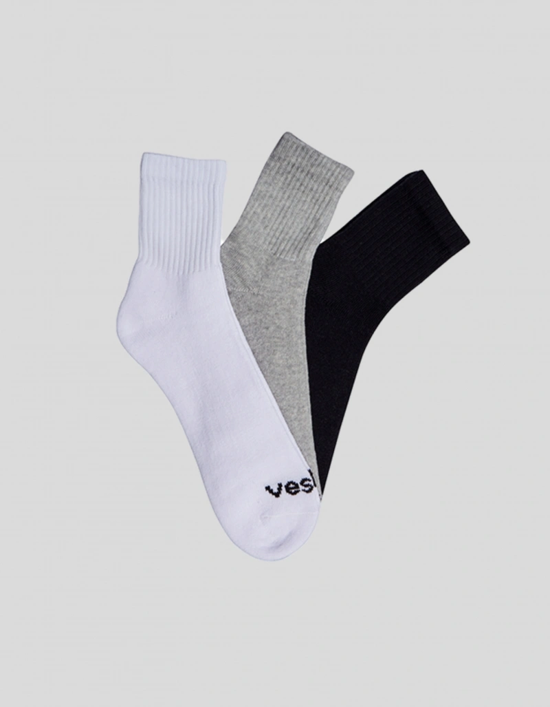Vestem - Kit with 3 Short Socks Wear White and Black and Mixed - KITMEI11.C0178