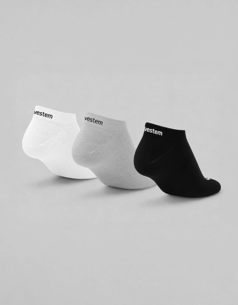 Vestem - Kit C/3 Meia Soquete C/des Vestem Branco e Preto e Mescla - KITMEI13.C0178
