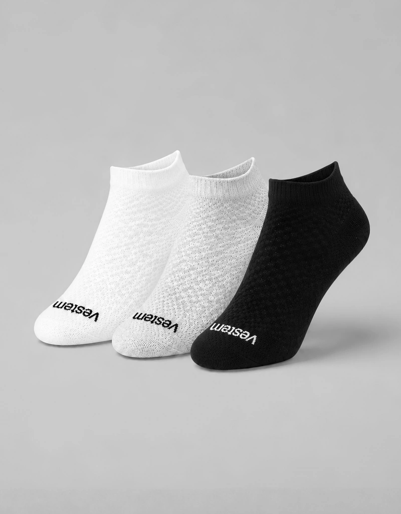 Vestem - Kit C/3 Meia Sapatilha Rendada Vestem Branco e Preto e Mescla - KITMEI14.C0178