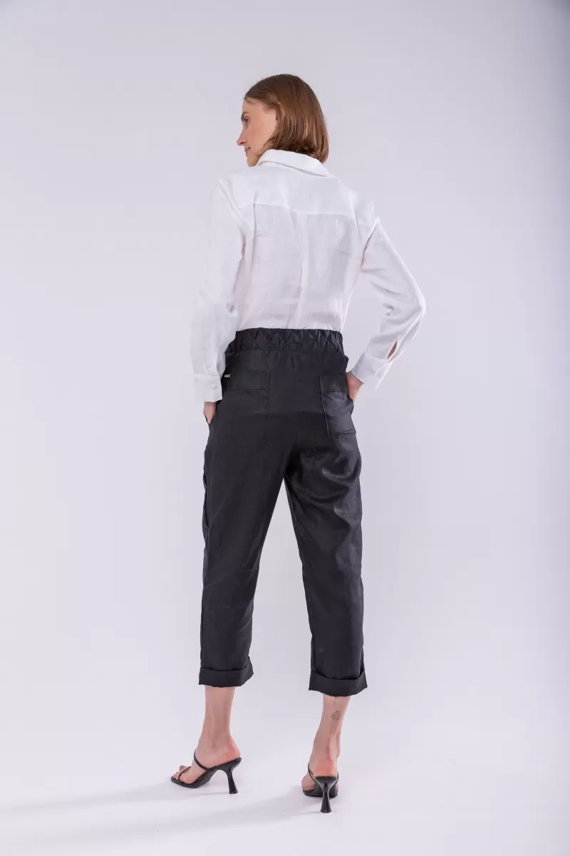 Hidrogênio - CALÇA CENOURA POLIANA LINHO 100% PRETO - 19886001