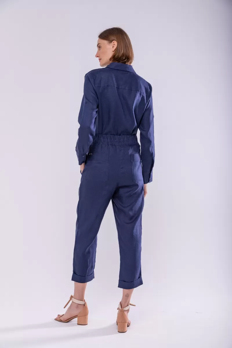 Hidrogênio - CALÇA CENOURA POLIANA LINHO 100% NAVY - 19886261