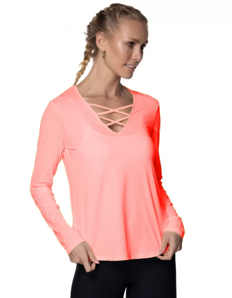Vestem - Blusa Dry Fit Manga Longa Sasha Laranja Zig Zag - BML421.ESS.C0247
