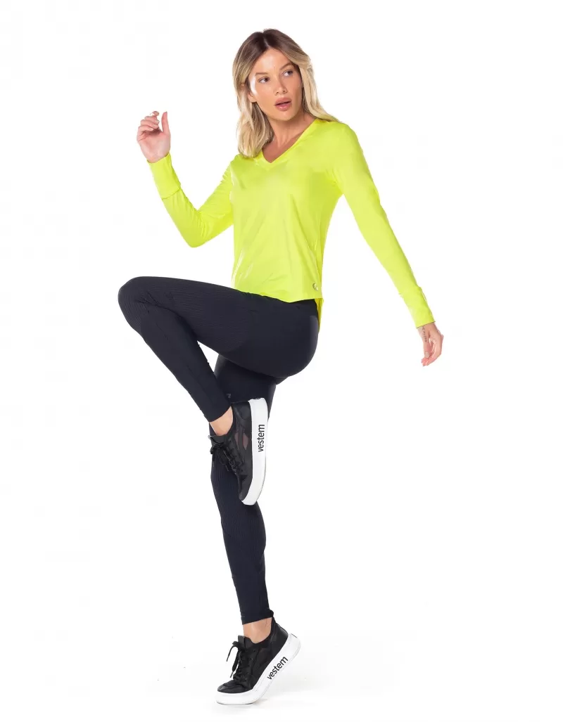 Vestem - Blusa Dry Fit Manga Longa Janice Amarelo Neon - BML16.ESS.C0009