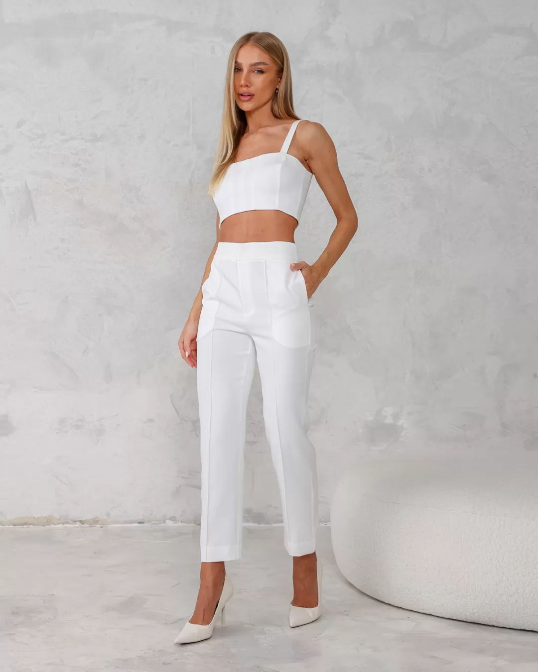 Dot Clothing - Set Dot Clothing Pants and Cropped Offwhite - 2240OFF