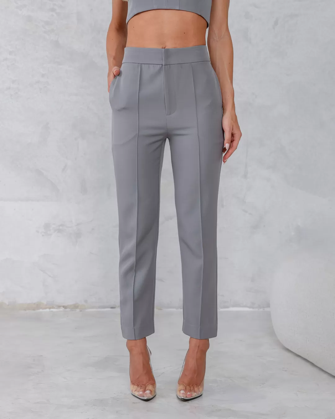 Dot Clothing - Conjunto Dot Clothing Calça e Cropped Cinza - 2240CINZA