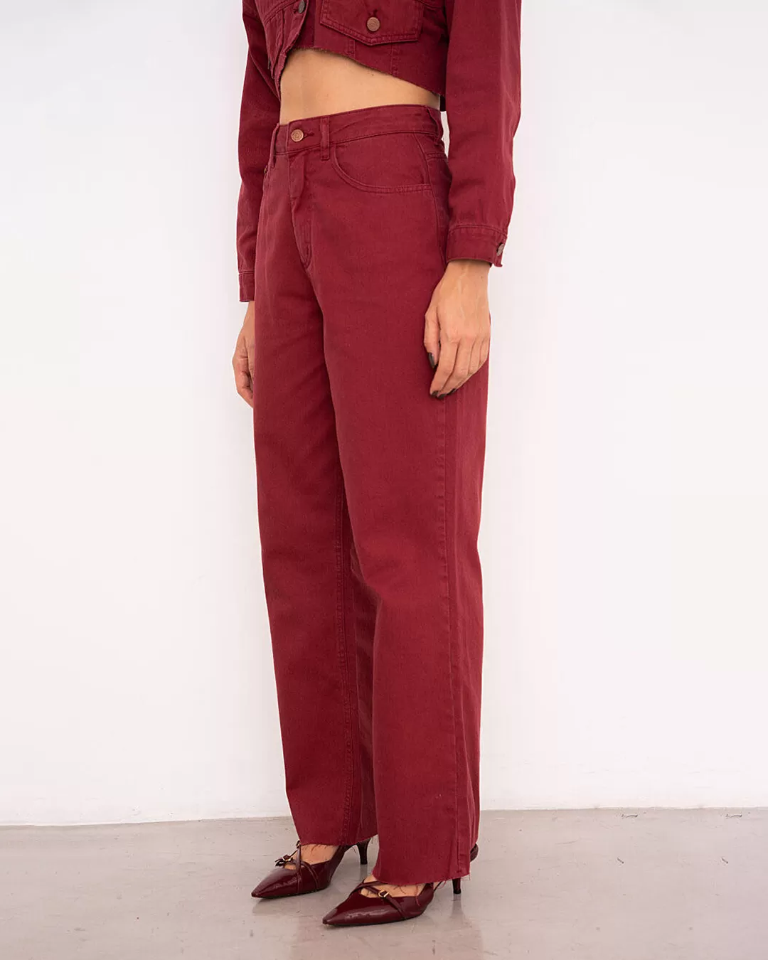 Alcance Jeans - Pants Reach Jeans Wide Leg Bordo - 08152BORDO