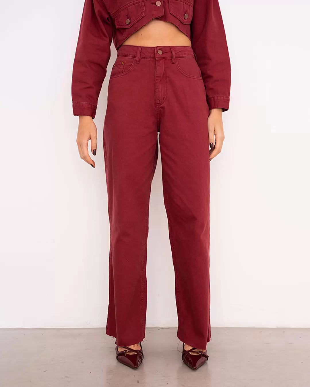 Alcance Jeans - Pants Reach Jeans Wide Leg Bordo - 08152BORDO