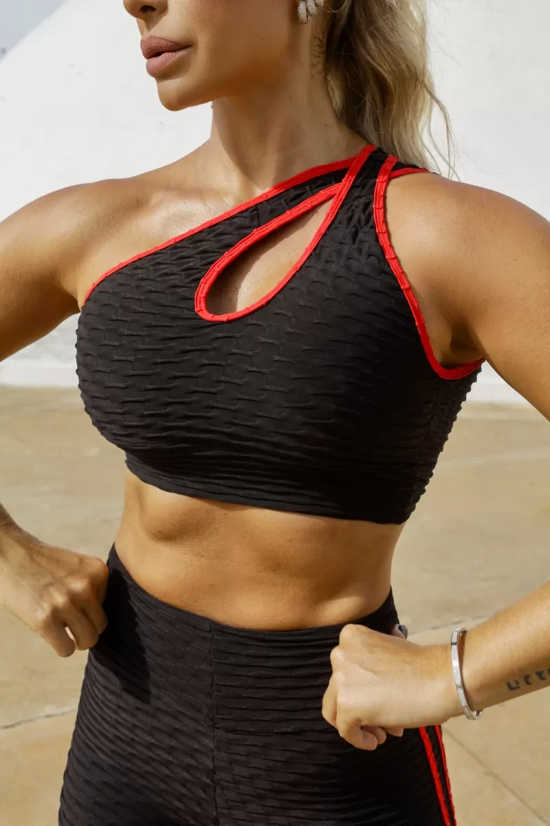 Canoan - Top Cruzado Tex Preto e Vermelho - 79570