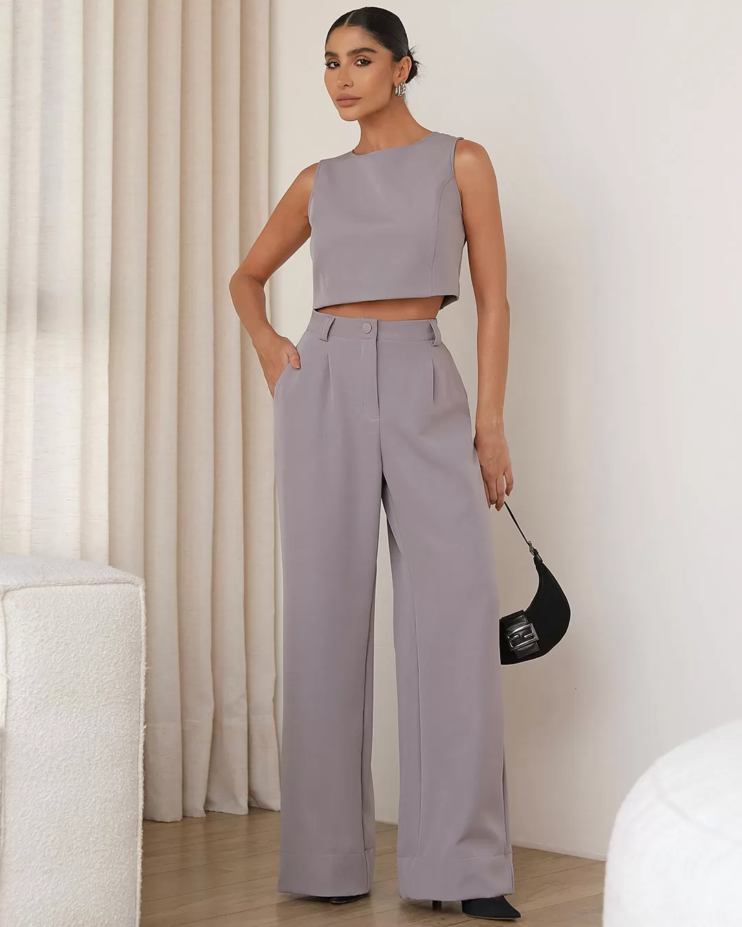 Miss Misses - Set Miss Misses Cropped and Pants Wide Leg Lead - 54248022