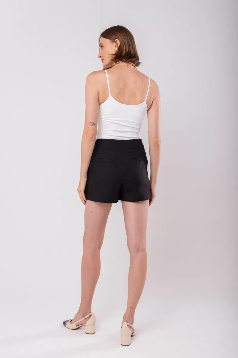 Hidrogênio - SHORTS SAIA C/BOTÃO E BOLSO ALFAIATARIA PRETO - 19966001