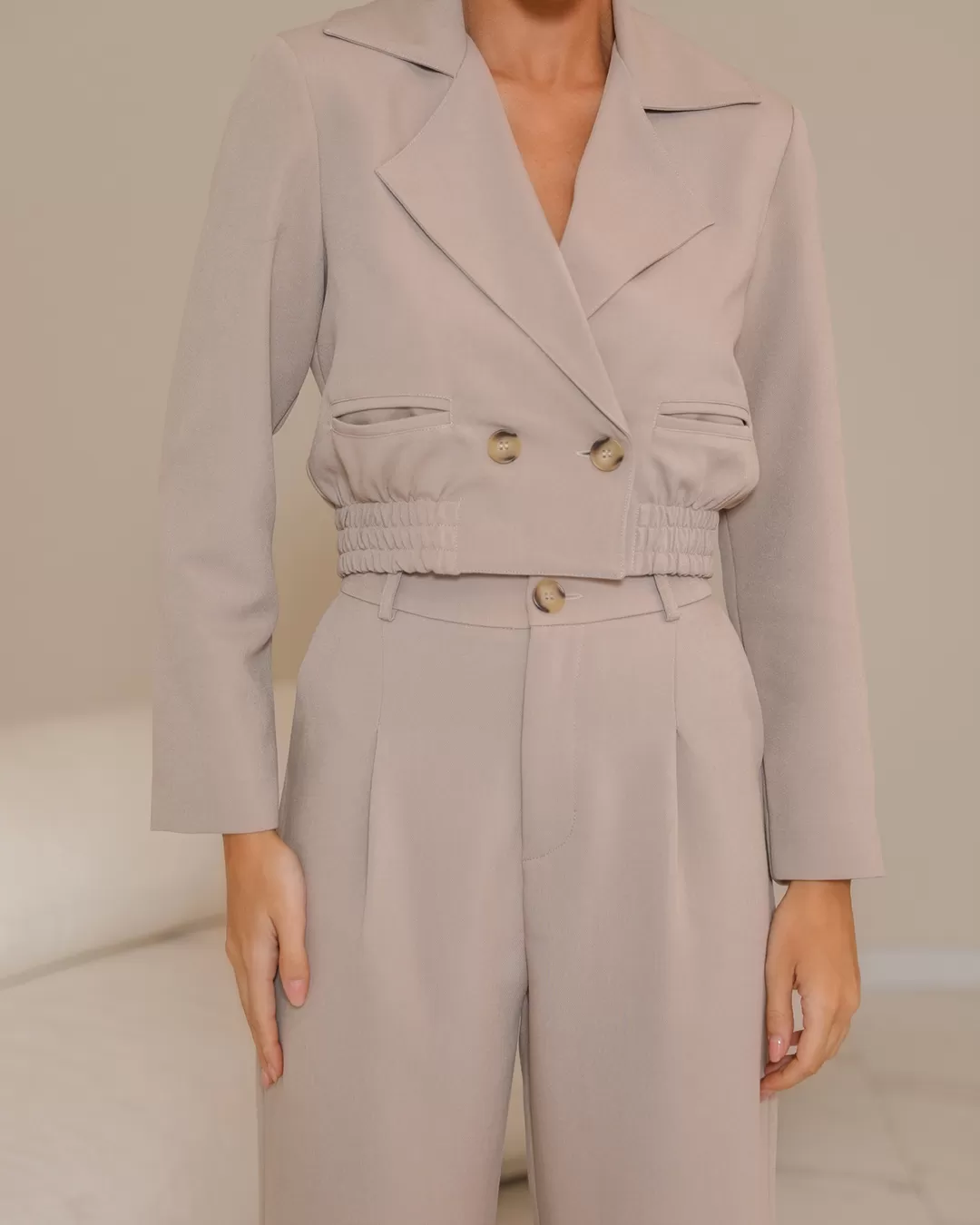 Dot Clothing - Conjunto Dot Clothing Jaqueta Bege - 2333BEGE