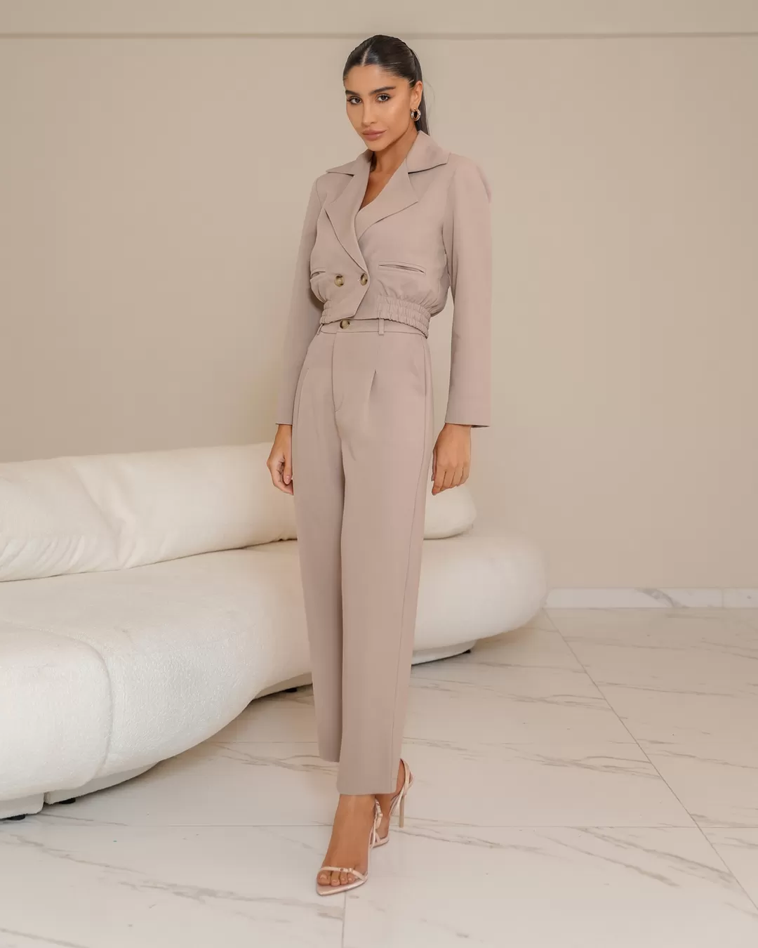 Dot Clothing - Conjunto Dot Clothing Jaqueta Bege - 2333BEGE