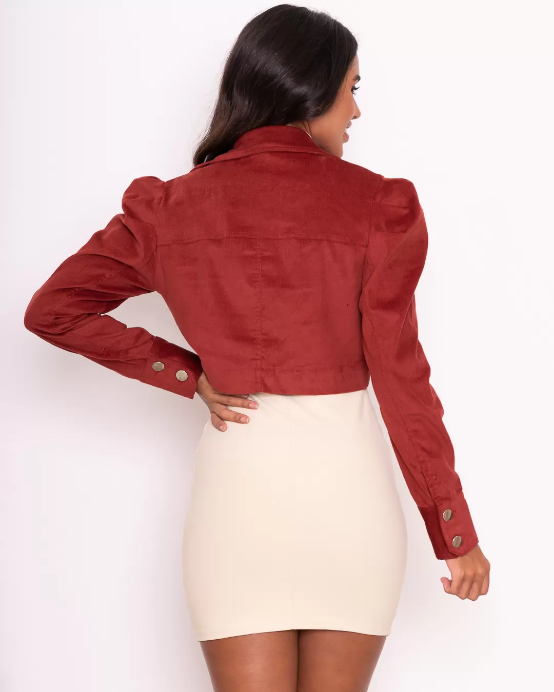 Miss Misses - Jaqueta Miss Misses Veludo Cotele Ferrugem - 18813FERRUGEM