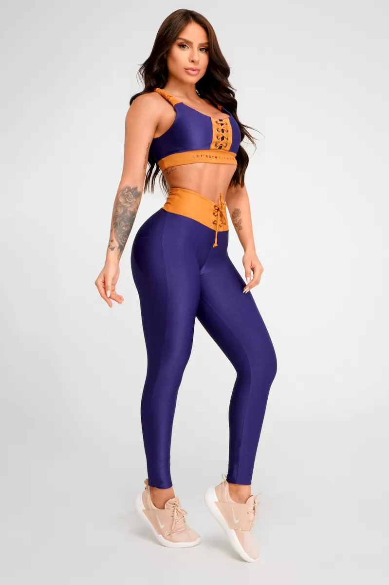 Lets Gym - Navy Blue Disruptive Legging - 1908BAZM