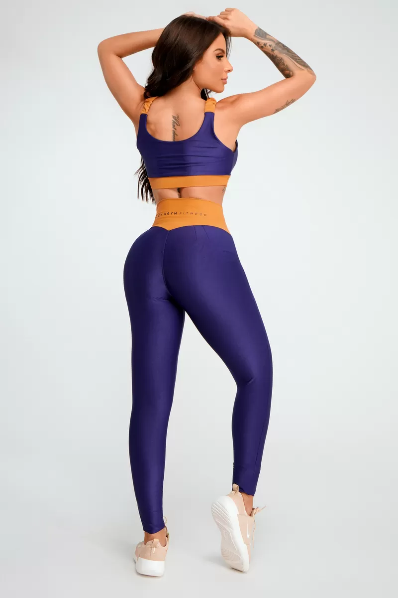 Lets Gym - Navy Blue Disruptive Legging - 1908BAZM