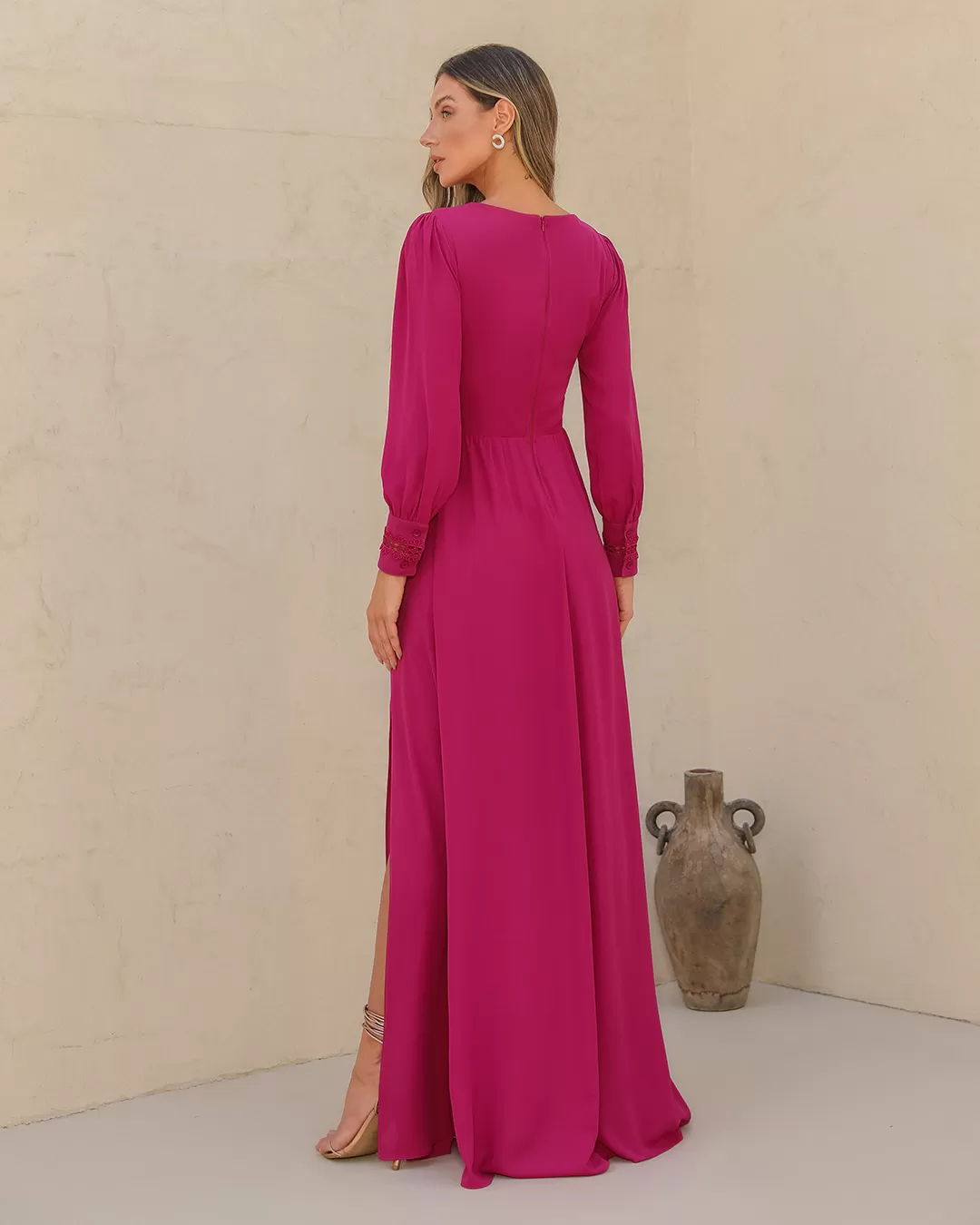 Dot Clothing - Vestido Dot Clothing Longo Renda Rosa - 1989ROSA