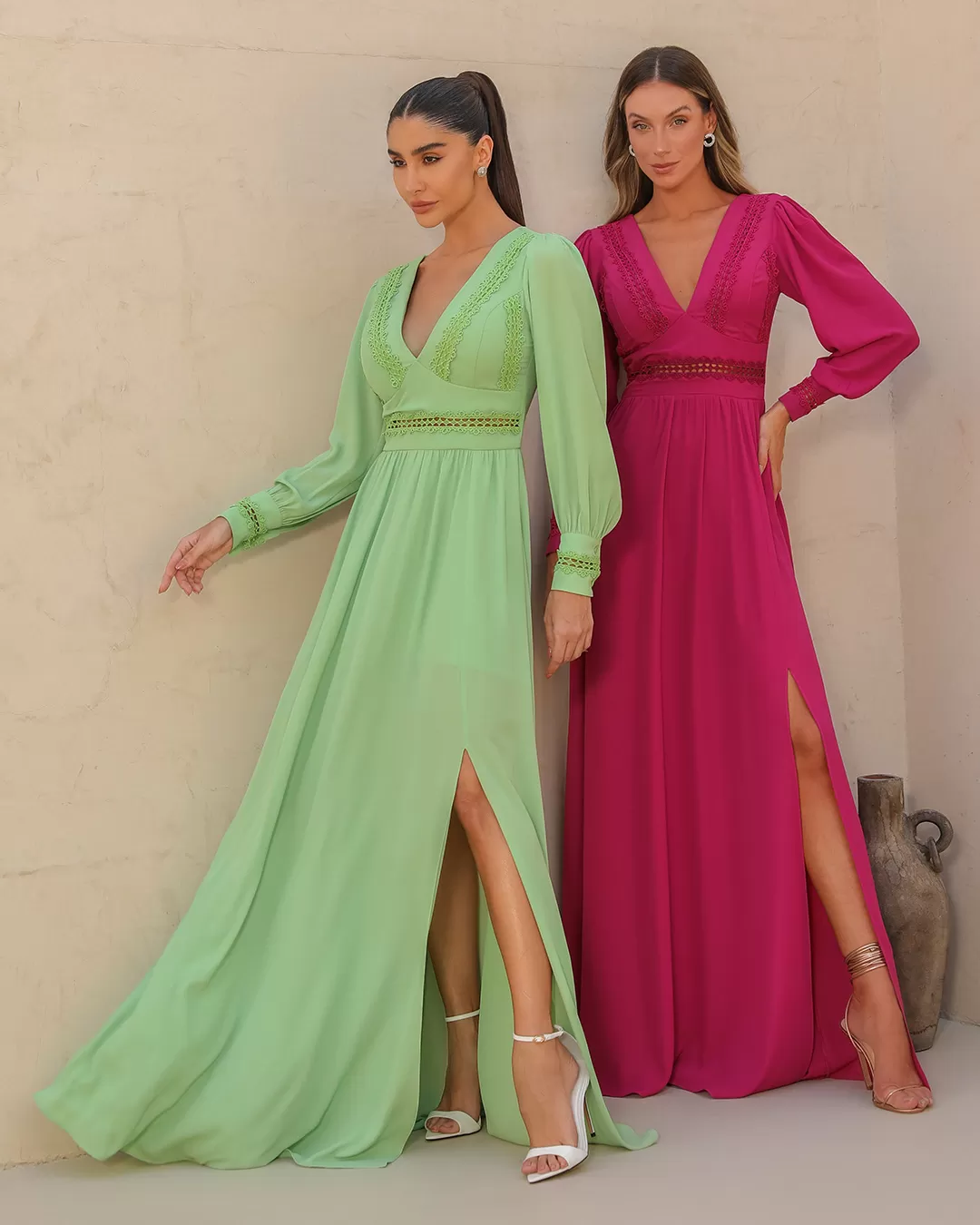 Dot Clothing - Vestido Dot Clothing Longo Renda Rosa - 1989ROSA