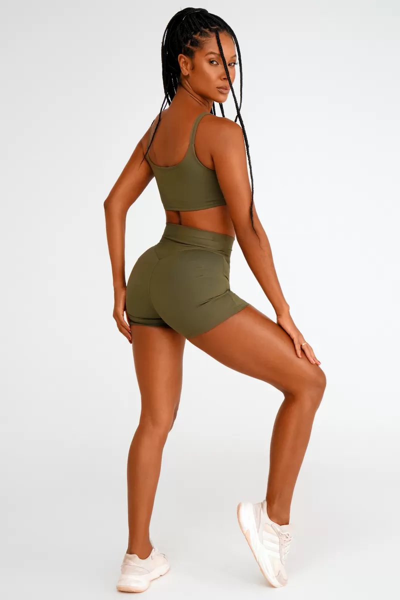 Lets Gym - Short Basic Colors Military Green - 1714VDM