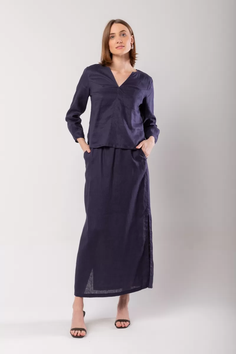 Hidrogênio - PADRE COLLAR SHIRT 100% NAVY LINEN - 20001004