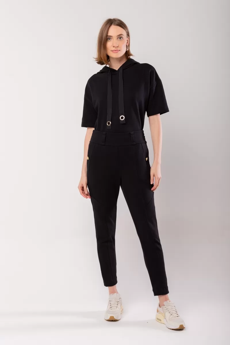 Hidrogênio - CALÇA JOGGER C/ RECORTES MOLETOM LU PRETO - 20013001