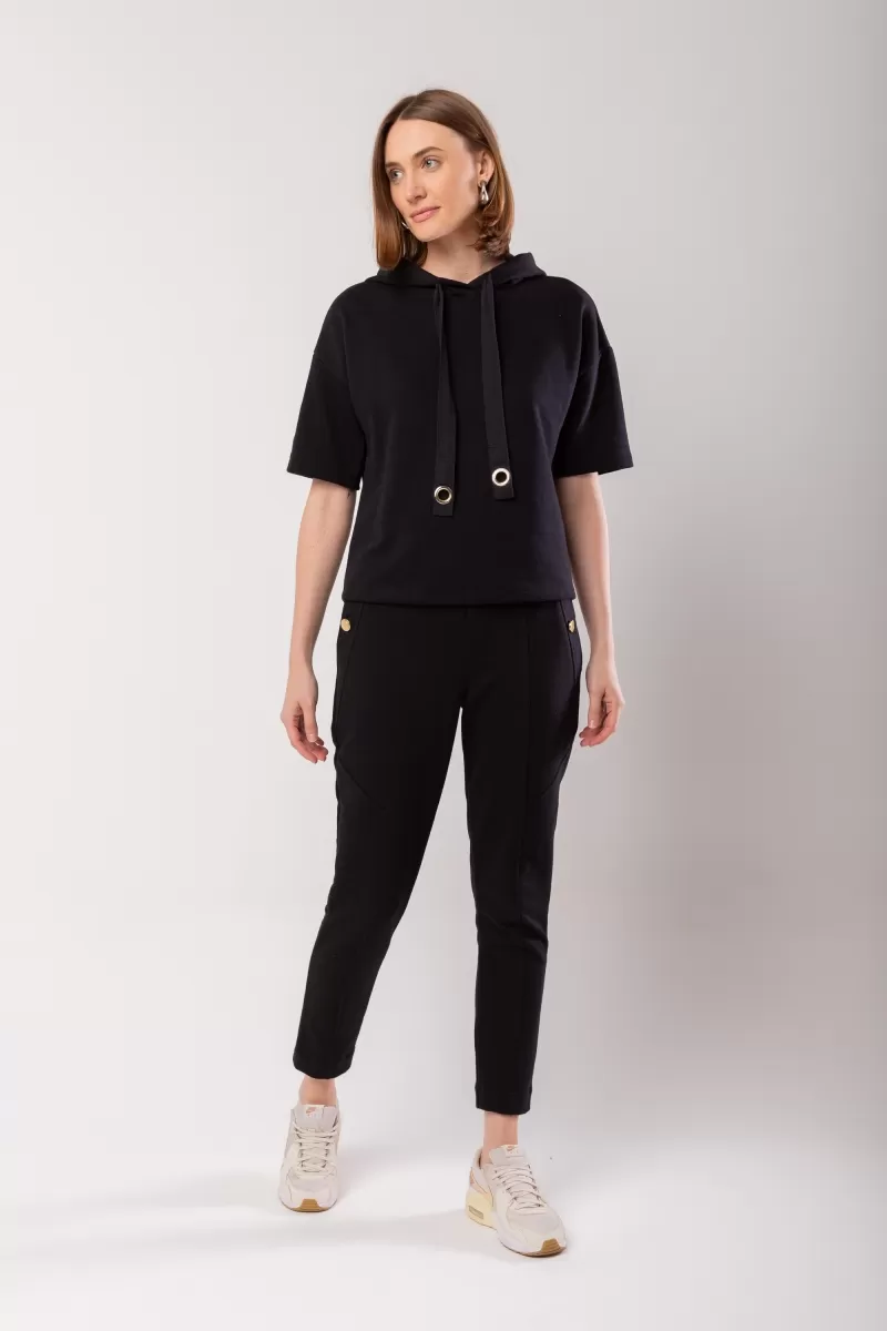 Hidrogênio - CALÇA JOGGER C/ RECORTES MOLETOM LU PRETO - 20013001