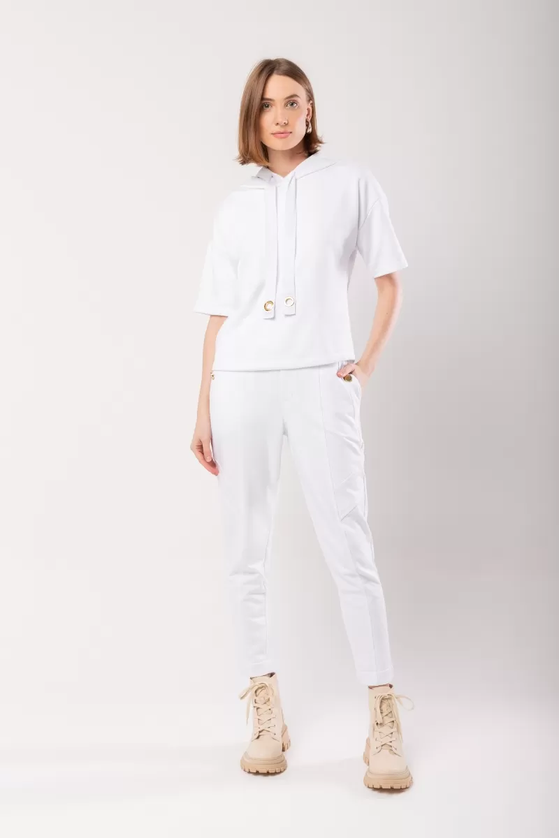 Hidrogênio - CALÇA JOGGER C/ RECORTES MOLETOM LU BRANCO - 20013002