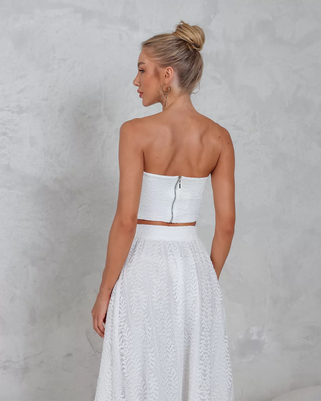 Dot Clothing - Conjunto Dot Clothing Saia Longa Renda Offwhite - 2188OFF